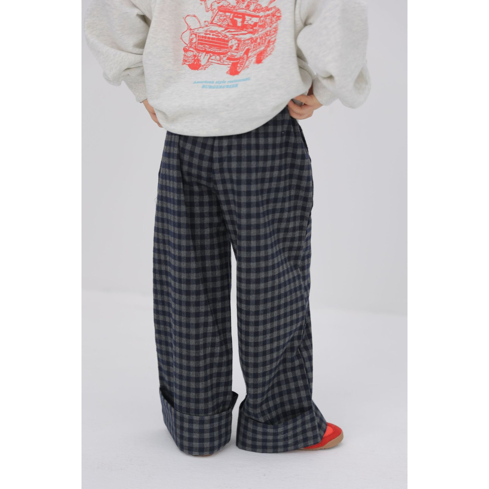 親子-日系格子翻邊褲S509315-細節圖11