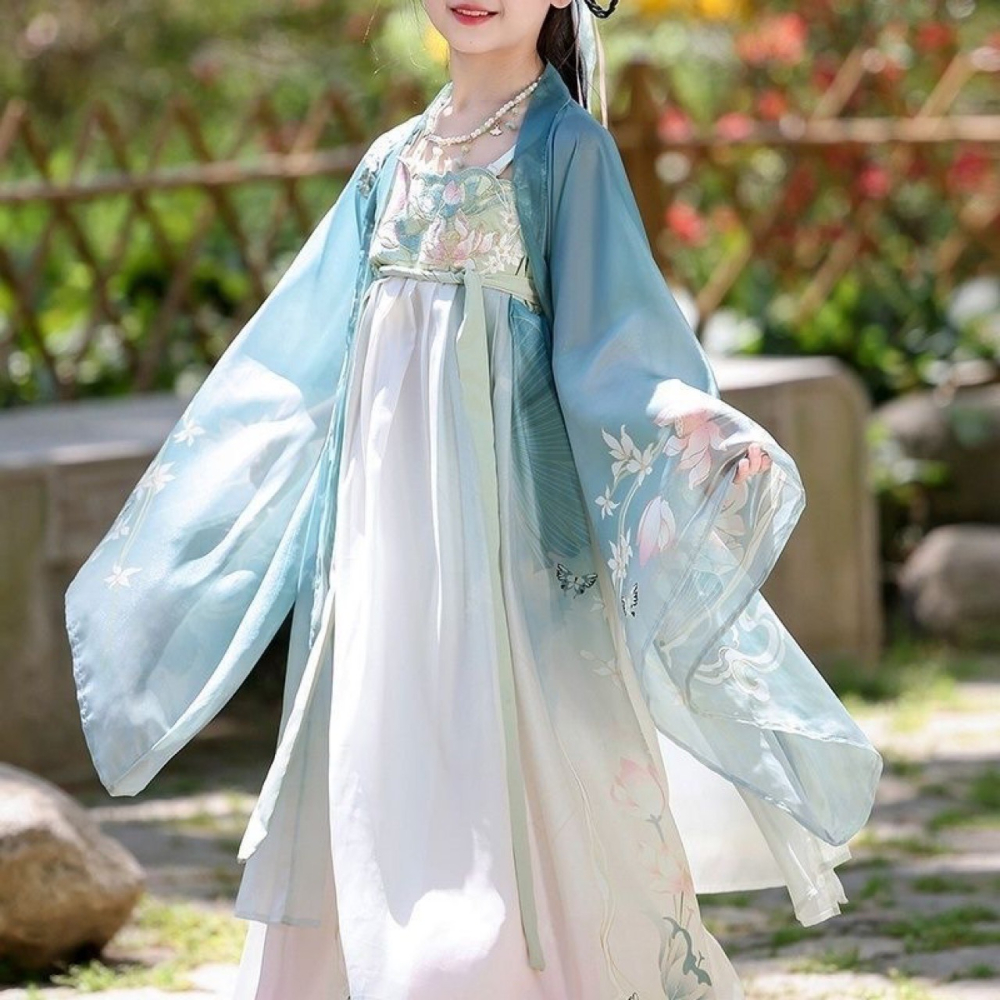 水墨刺繡荷花漢服S509328-細節圖2