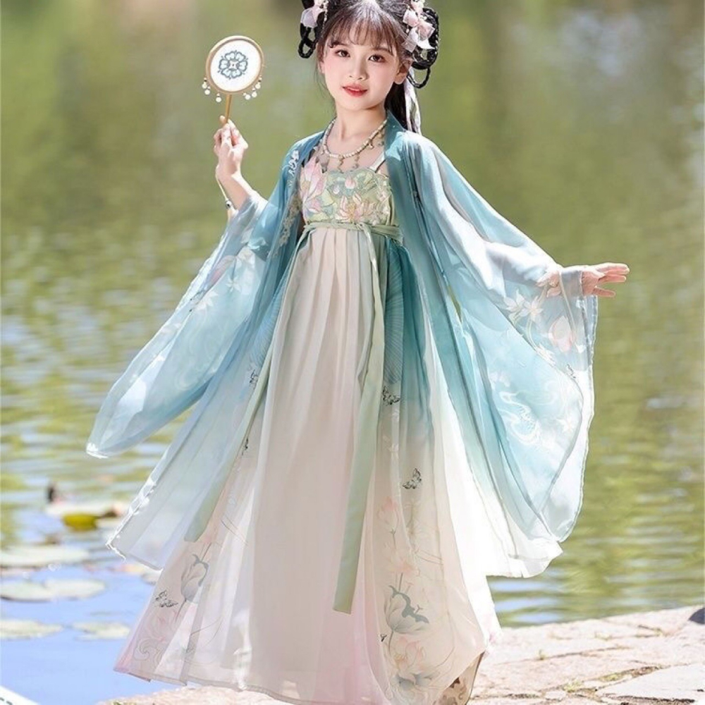 水墨刺繡荷花漢服S509328-細節圖5