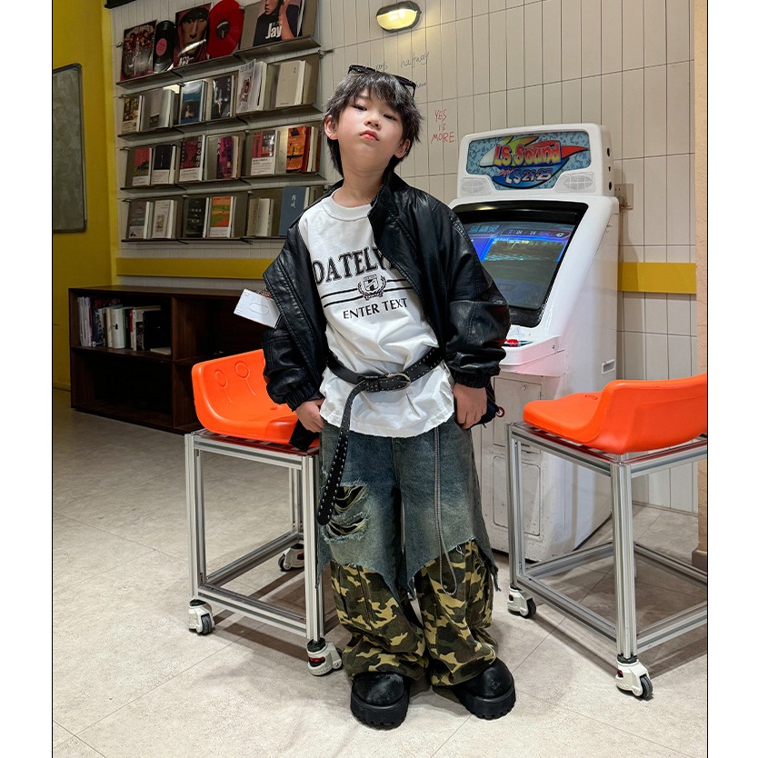 牛仔拼接假兩件長褲S509417-細節圖8