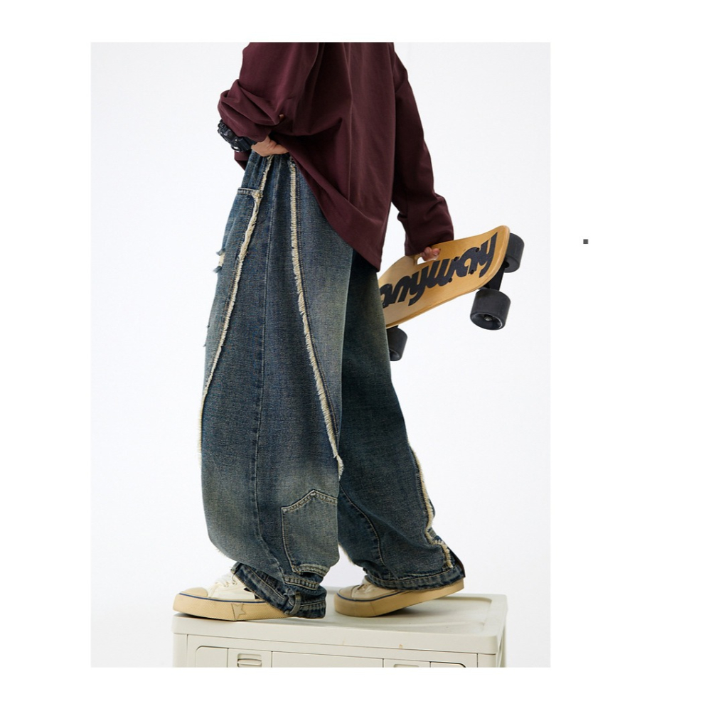 闊腿破洞牛仔褲S509418-細節圖5