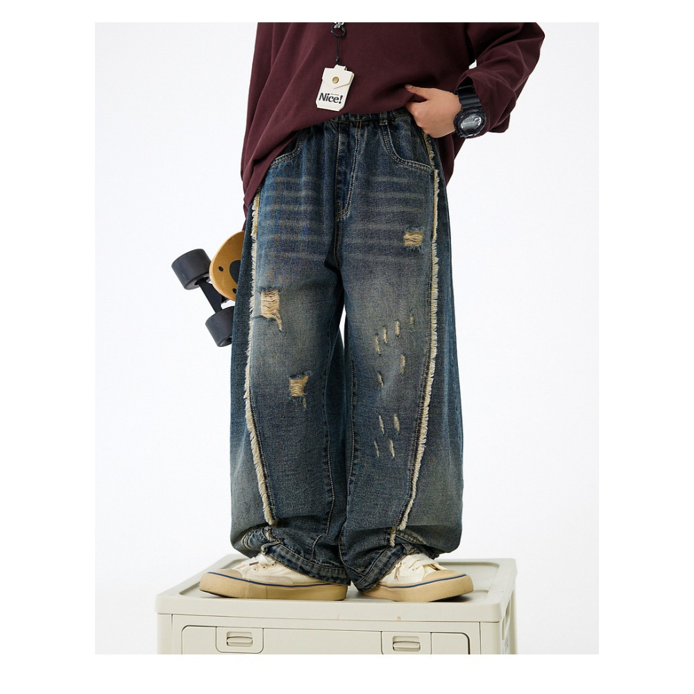 闊腿破洞牛仔褲S509418-細節圖6