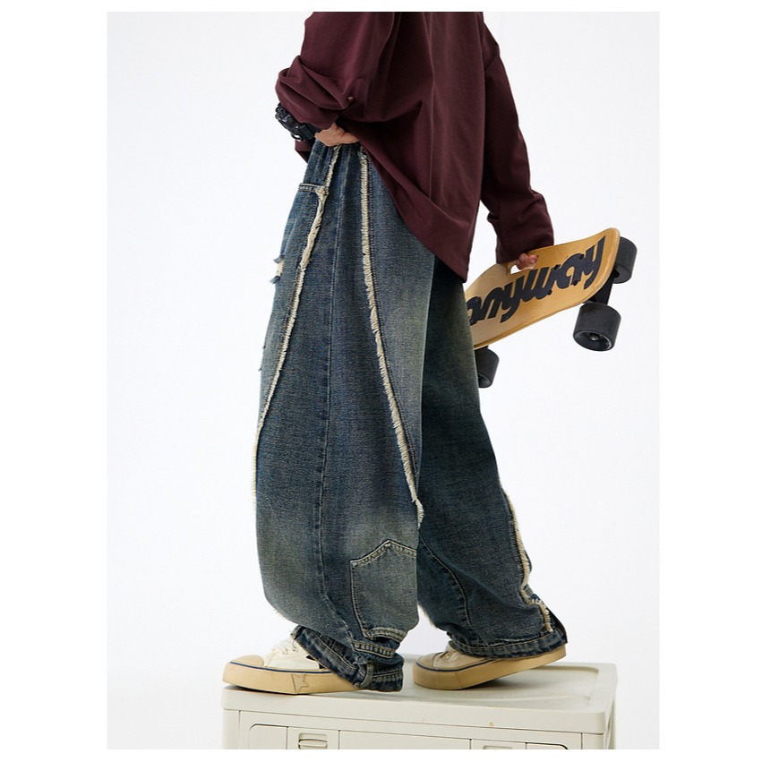 闊腿破洞牛仔褲S509418-細節圖8