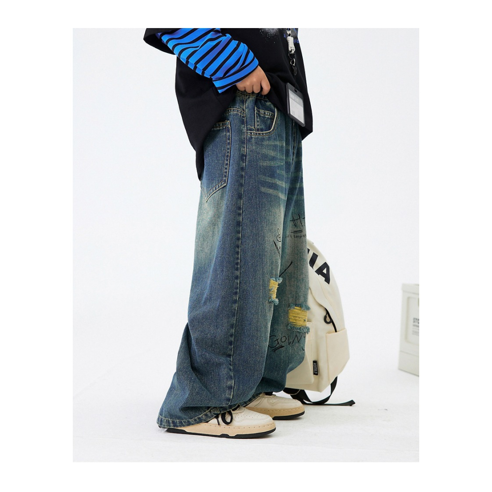 塗鴉破洞牛仔褲S509419-細節圖4