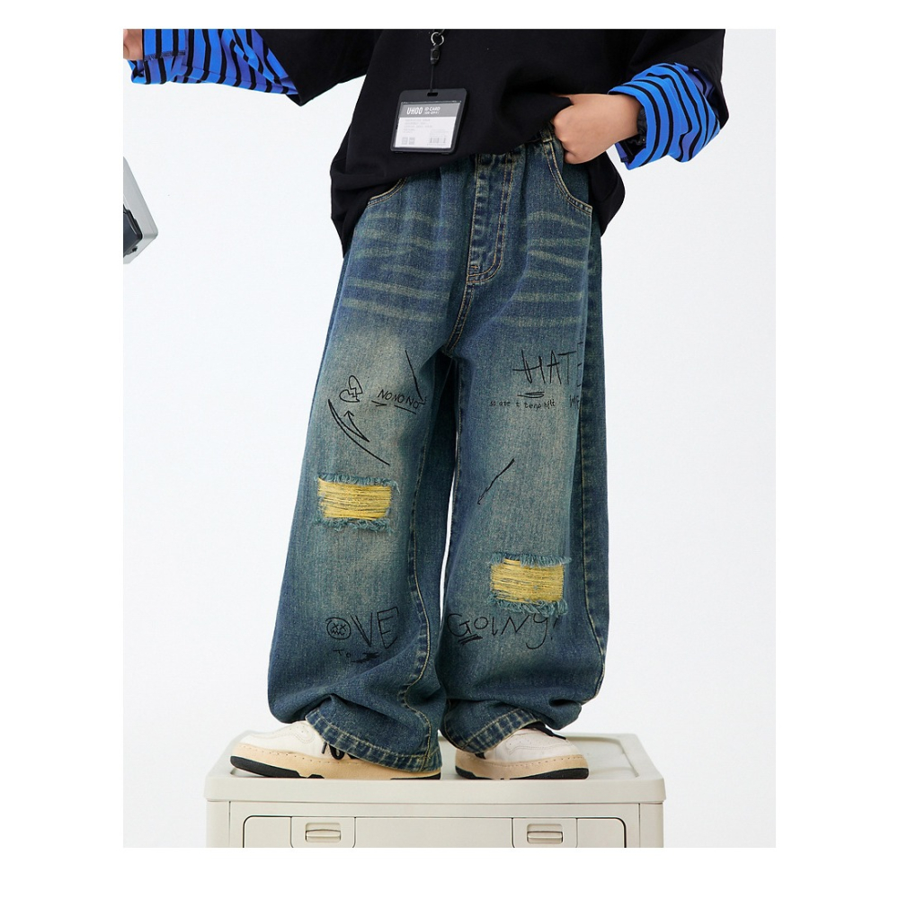 塗鴉破洞牛仔褲S509419-細節圖6