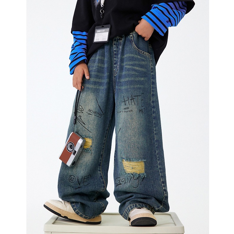 塗鴉破洞牛仔褲S509419-細節圖8