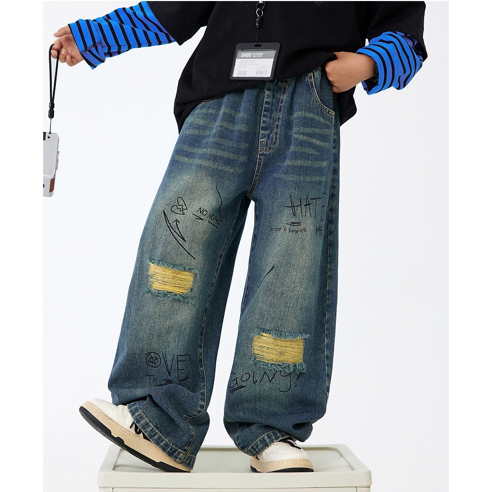 塗鴉破洞牛仔褲S509419-細節圖9