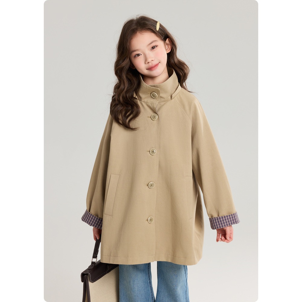 親子-復古英倫撞色格紋風衣S602101-細節圖6