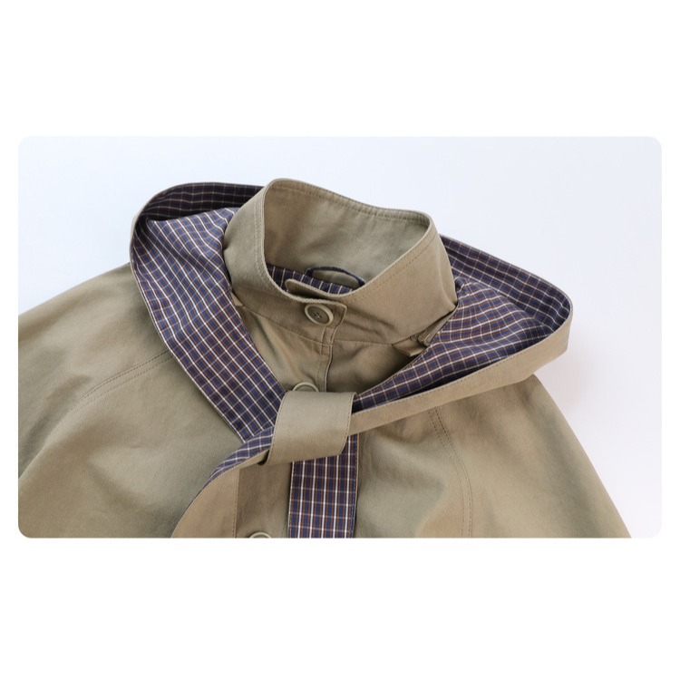 親子-復古英倫撞色格紋風衣S602101-細節圖9