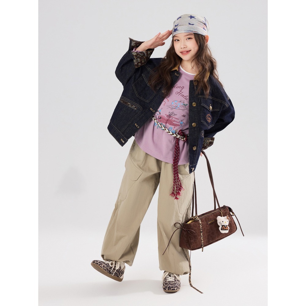 親子-印花復古撞色牛仔外套S602209-細節圖2