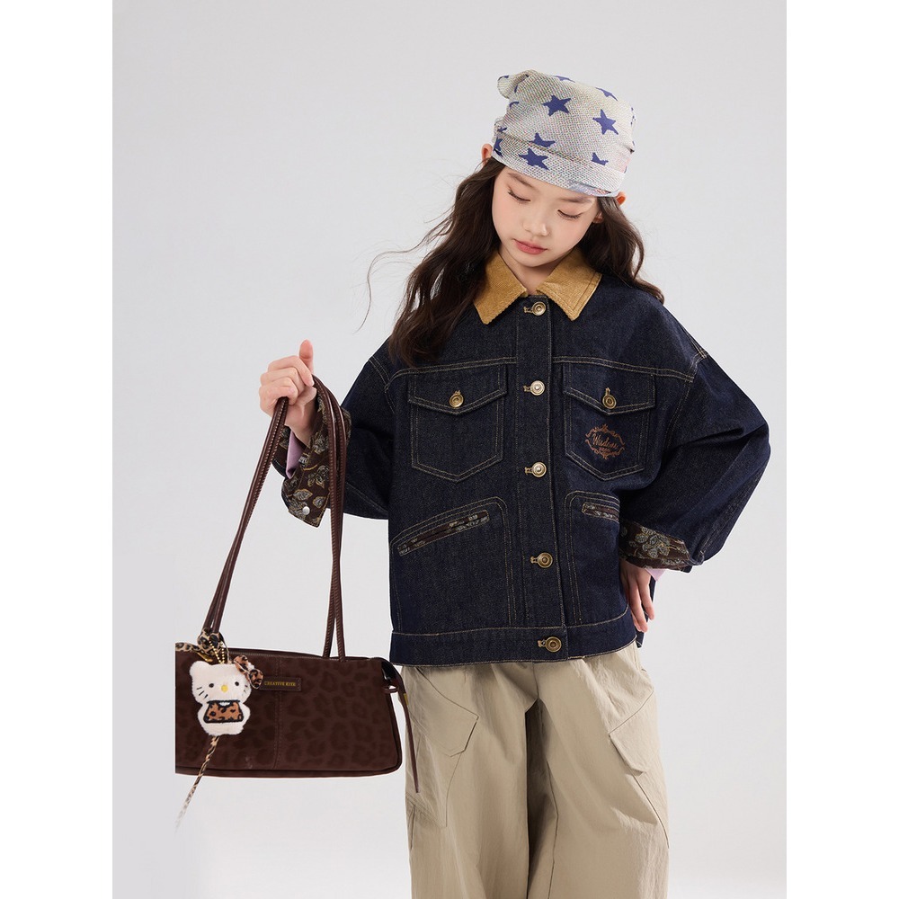 親子-印花復古撞色牛仔外套S602209-細節圖3