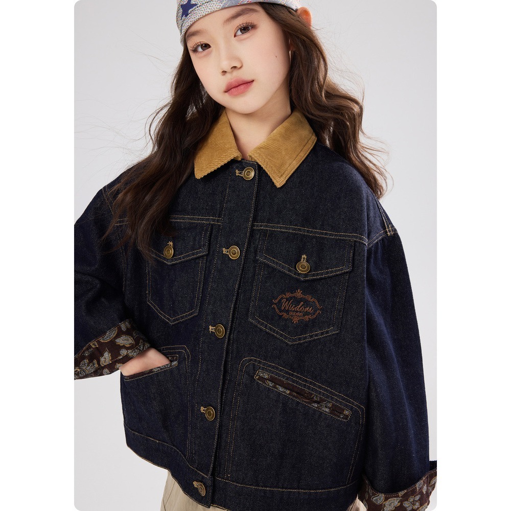 親子-印花復古撞色牛仔外套S602209-細節圖6