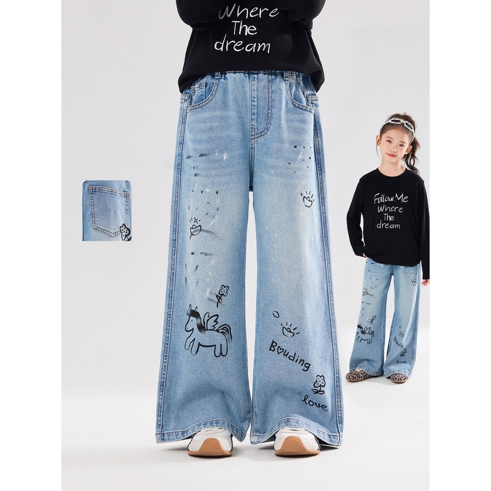 親子-設計感塗鴉牛仔褲S602212-細節圖2