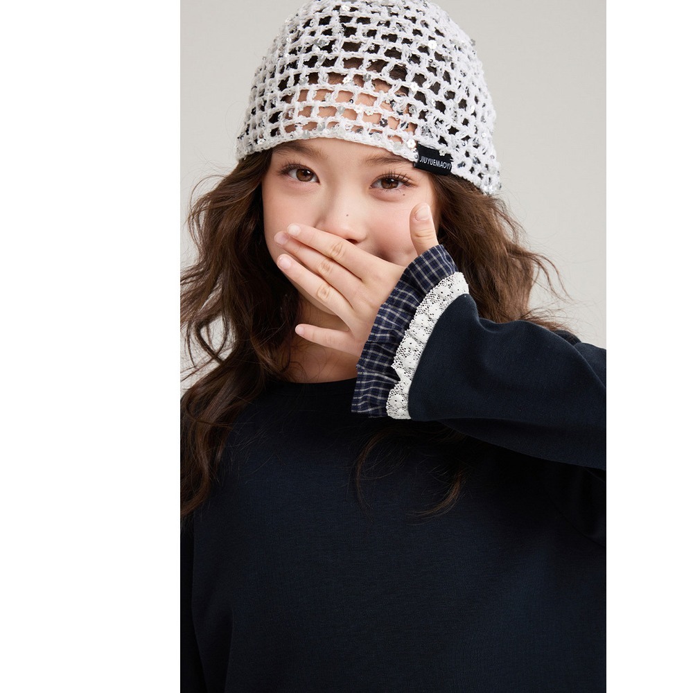 親子-拼接格子花邊上衣S602215-細節圖2