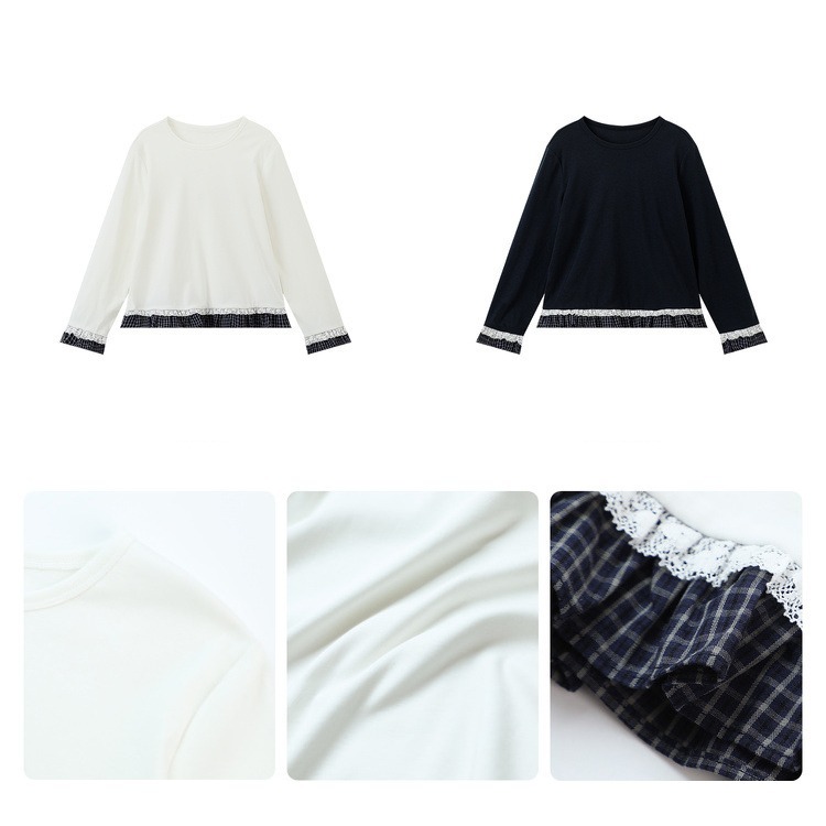 親子-拼接格子花邊上衣S602215-細節圖10