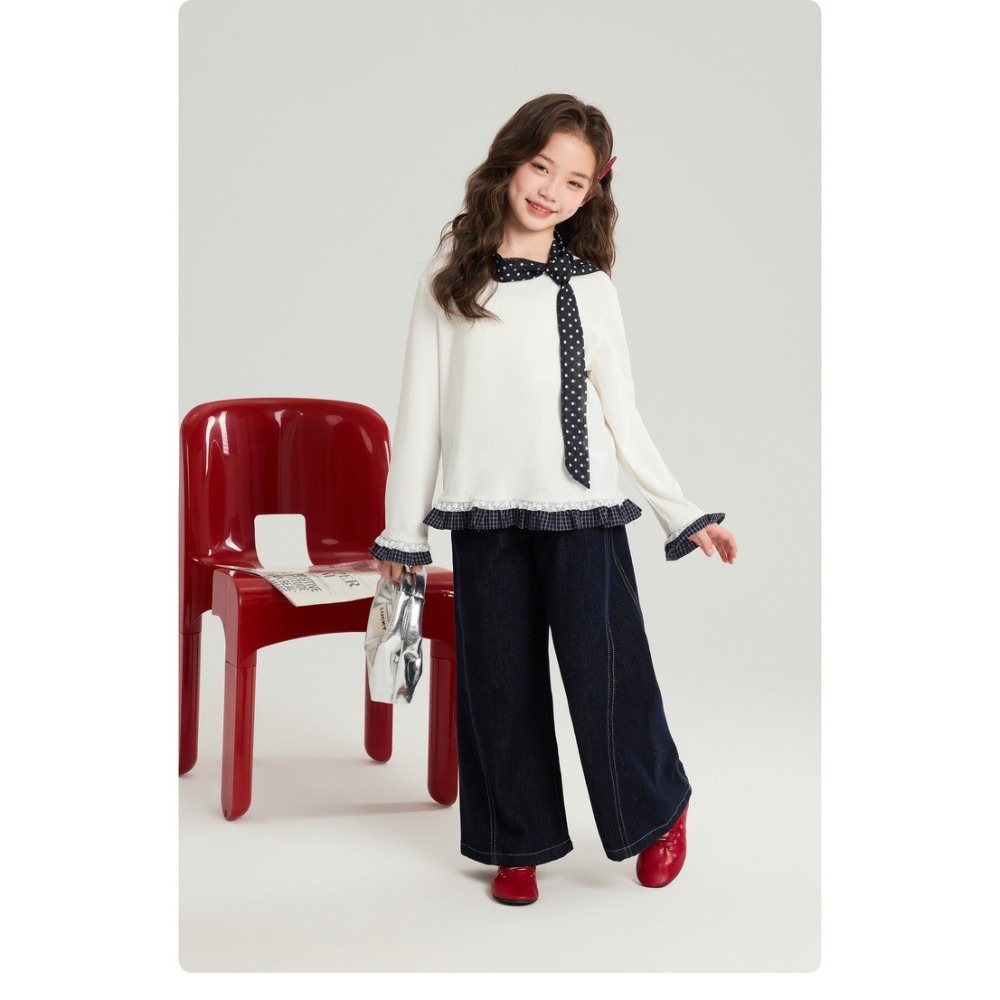 親子-拼接格子花邊上衣S602215-細節圖11