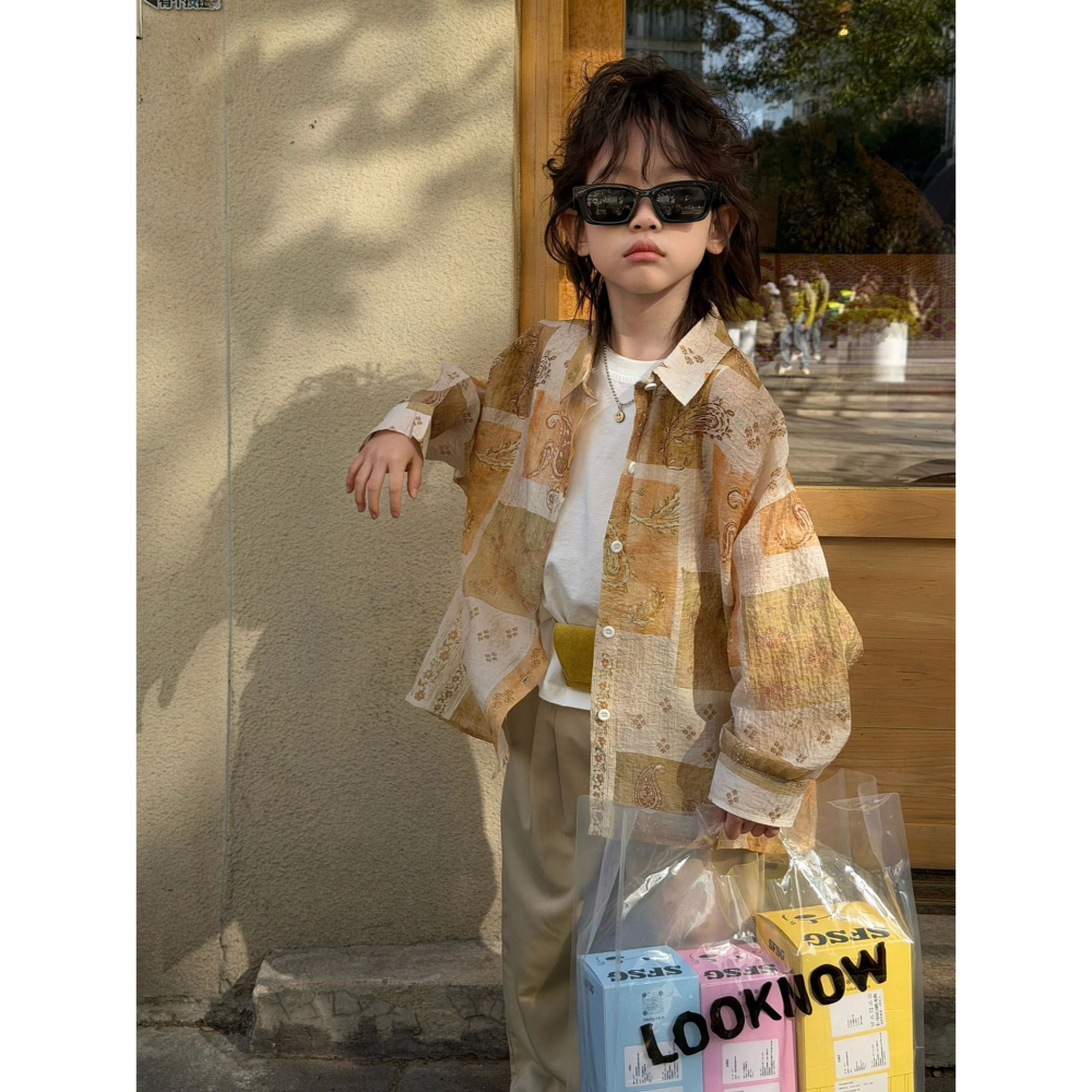 皺感腰果花寬鬆襯衫S602312-細節圖3