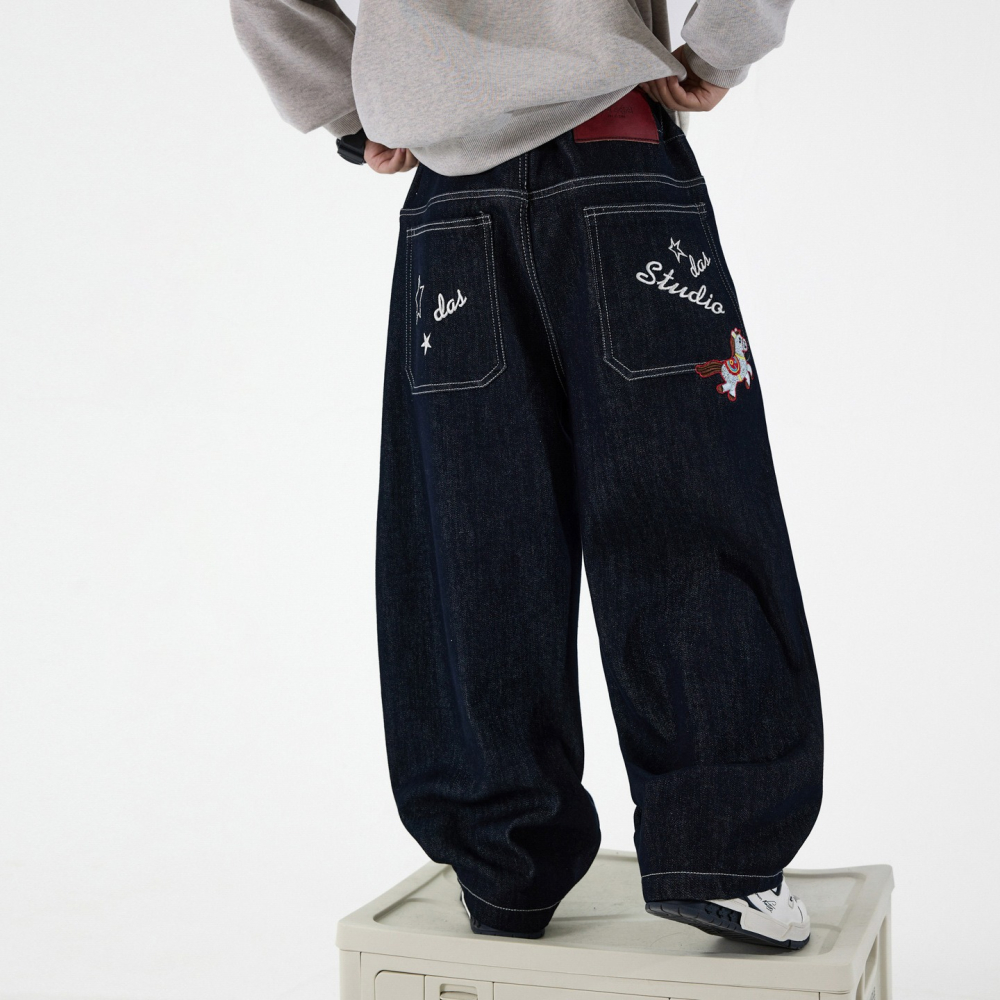 刺繡彎刀直筒牛仔褲S602314-細節圖5