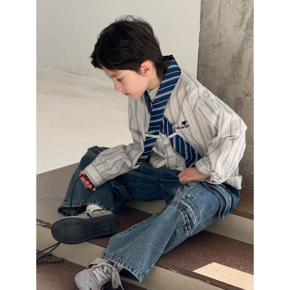 撞色條紋領帶襯衫S602325-細節圖4