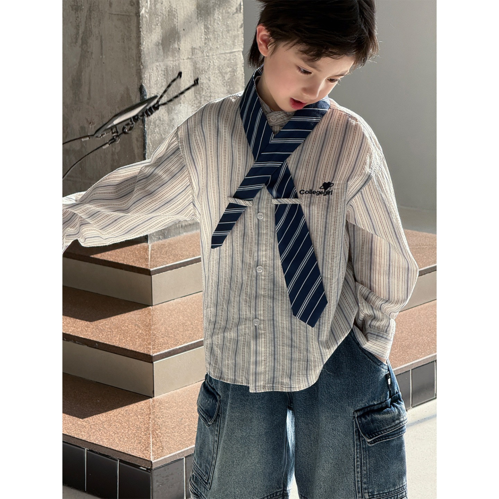 撞色條紋領帶襯衫S602325-細節圖6