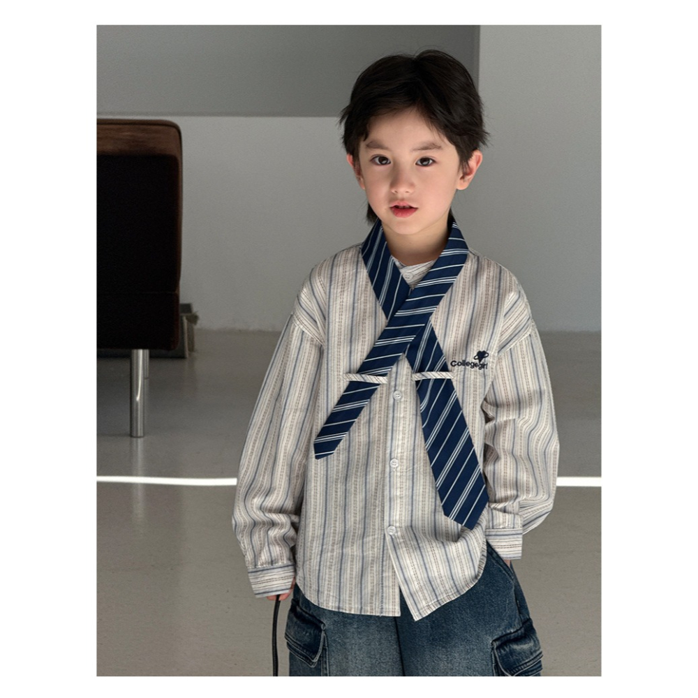 撞色條紋領帶襯衫S602325-細節圖11