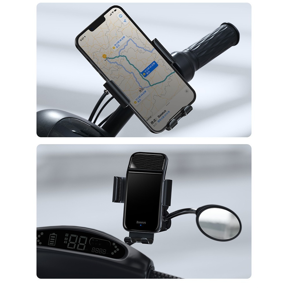 💎台灣現貨💎倍思機車用太陽能手機支架 自行車用防抖手機架適用iPhone15安卓三星oppo智感外送優步熊貓-細節圖6