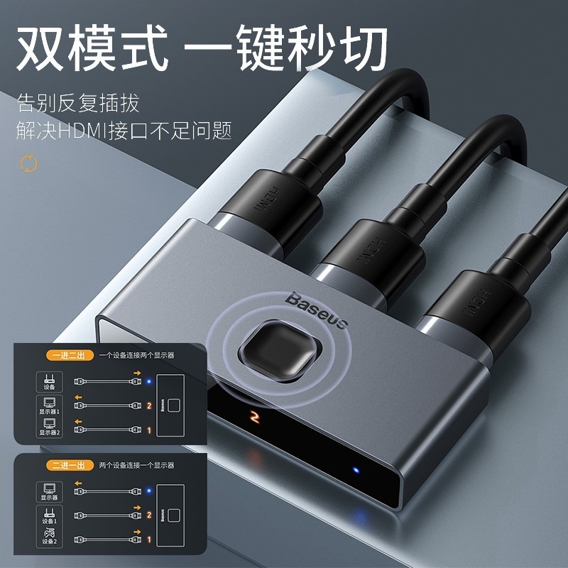 💎台灣現貨💎倍思HDMI雙向切換器矩陣式一進二出轉換器4K高清NB.PC投影機集線器線上會議-細節圖2