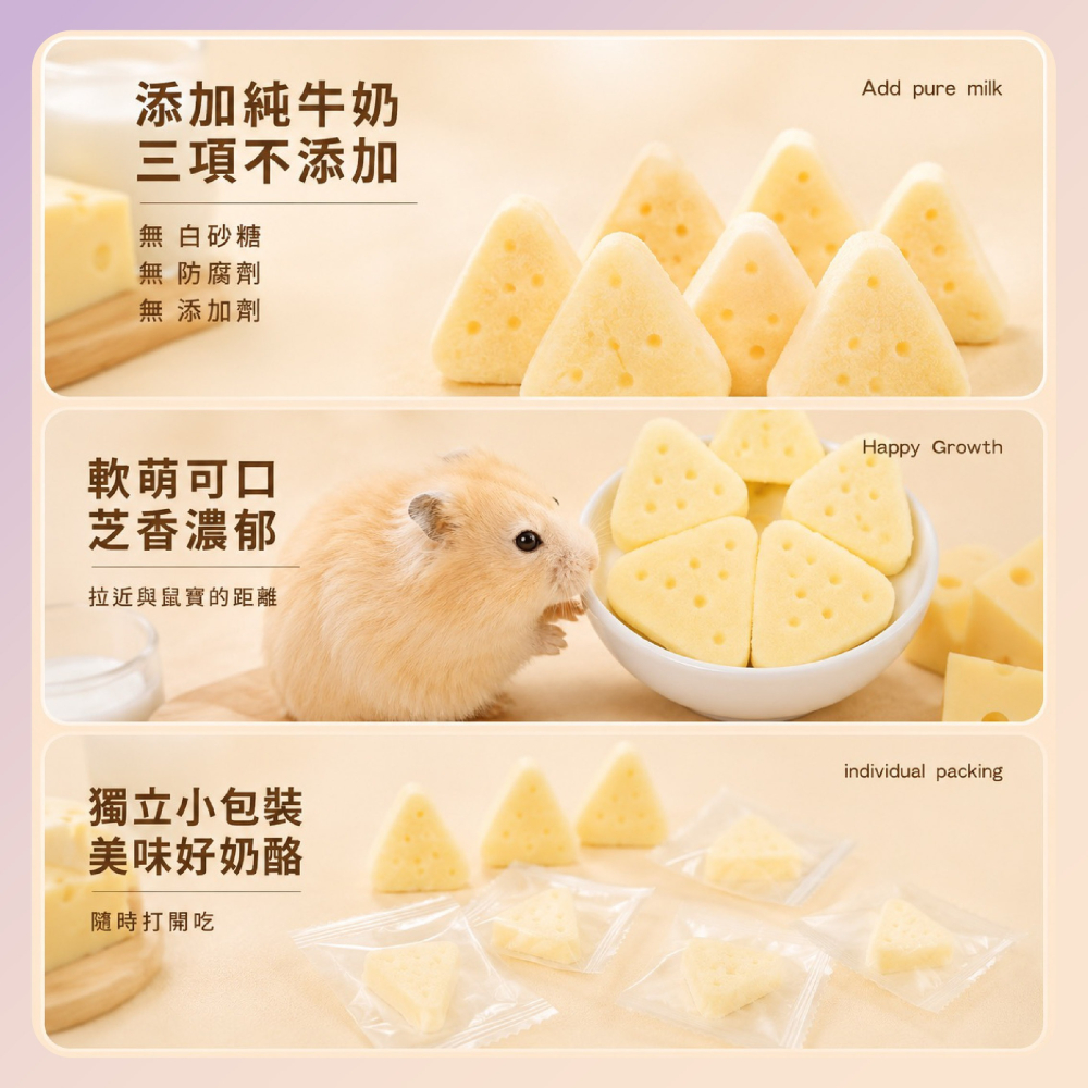 〃DEER NIU〃倉鼠芝士奶酪 三角奶酪 小寵零食  零食 互動點心 三線鼠 黃金鼠 花枝鼠-細節圖2