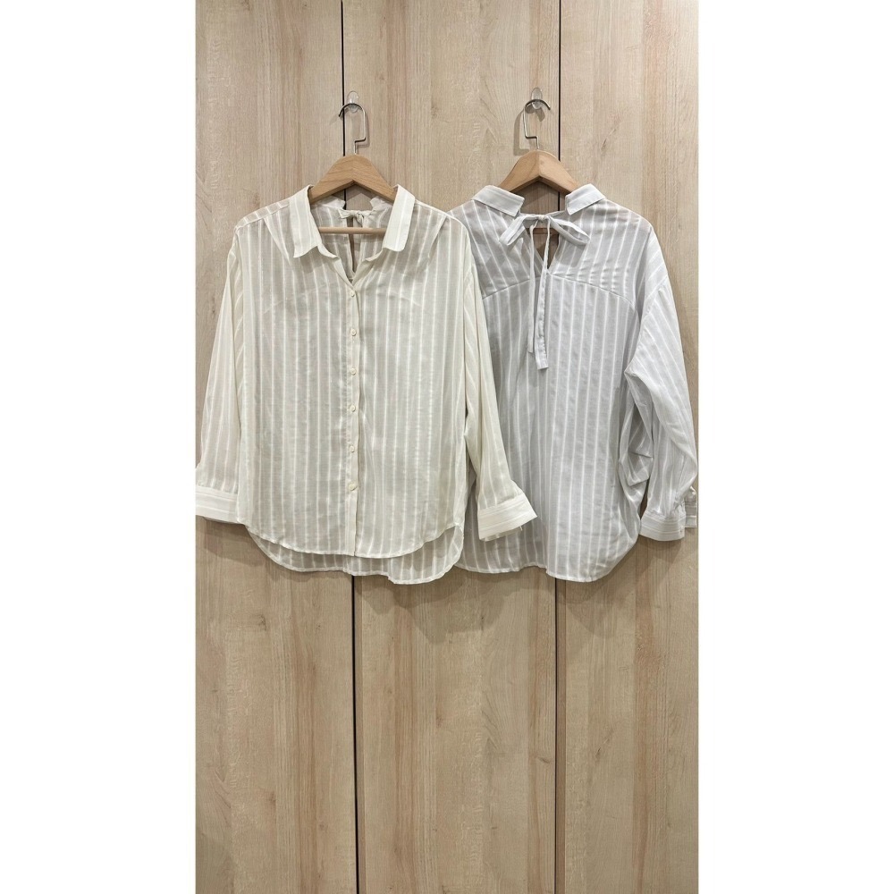 T036-星閃直紋襯衫/奶油黃 (現貨)-細節圖4