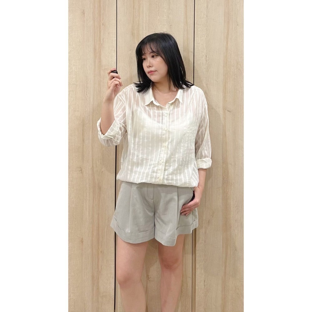 T036-星閃直紋襯衫-純淨白/奶油黃-規格圖7