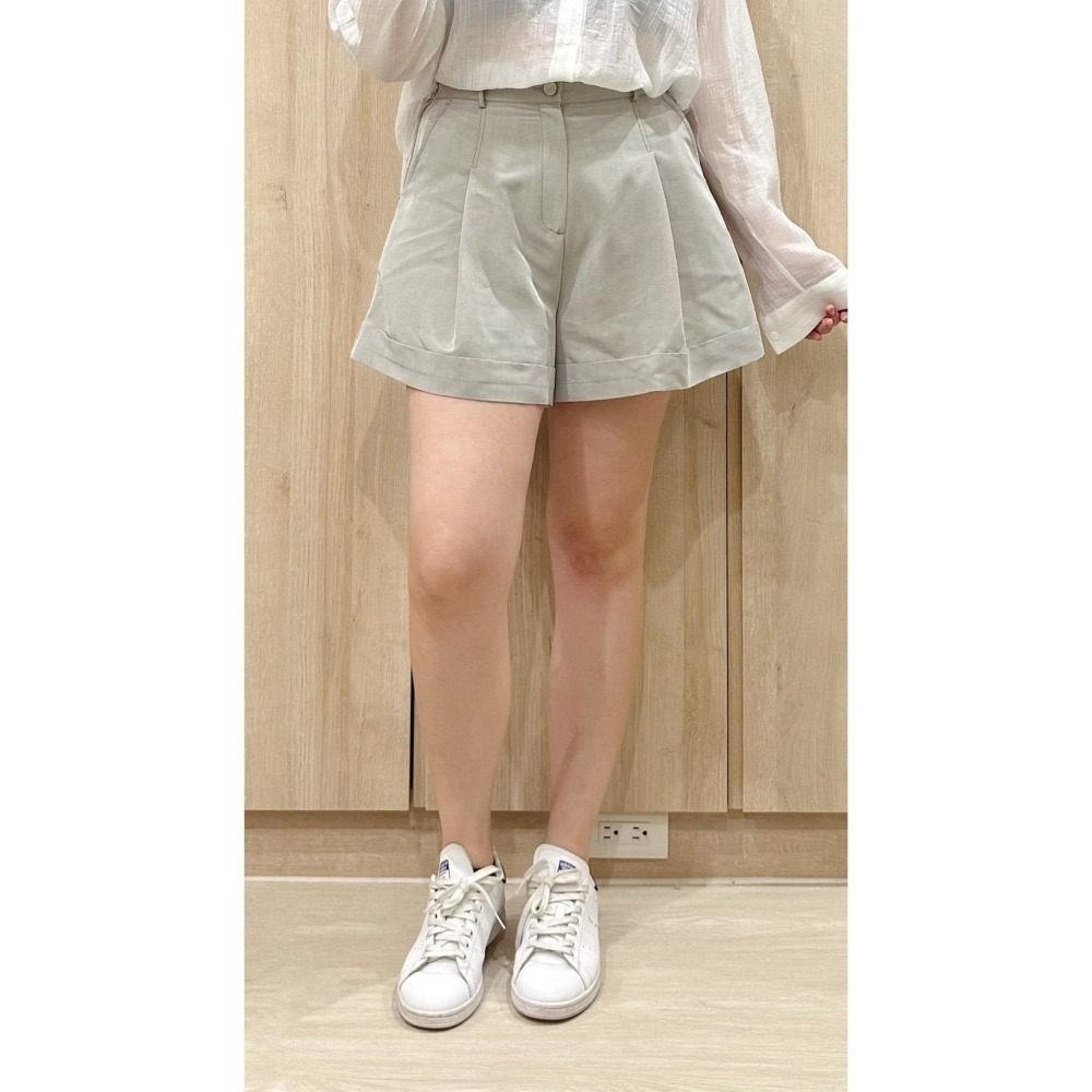 P025-輕盈牛仔感短褲-深藍/灰綠-細節圖2