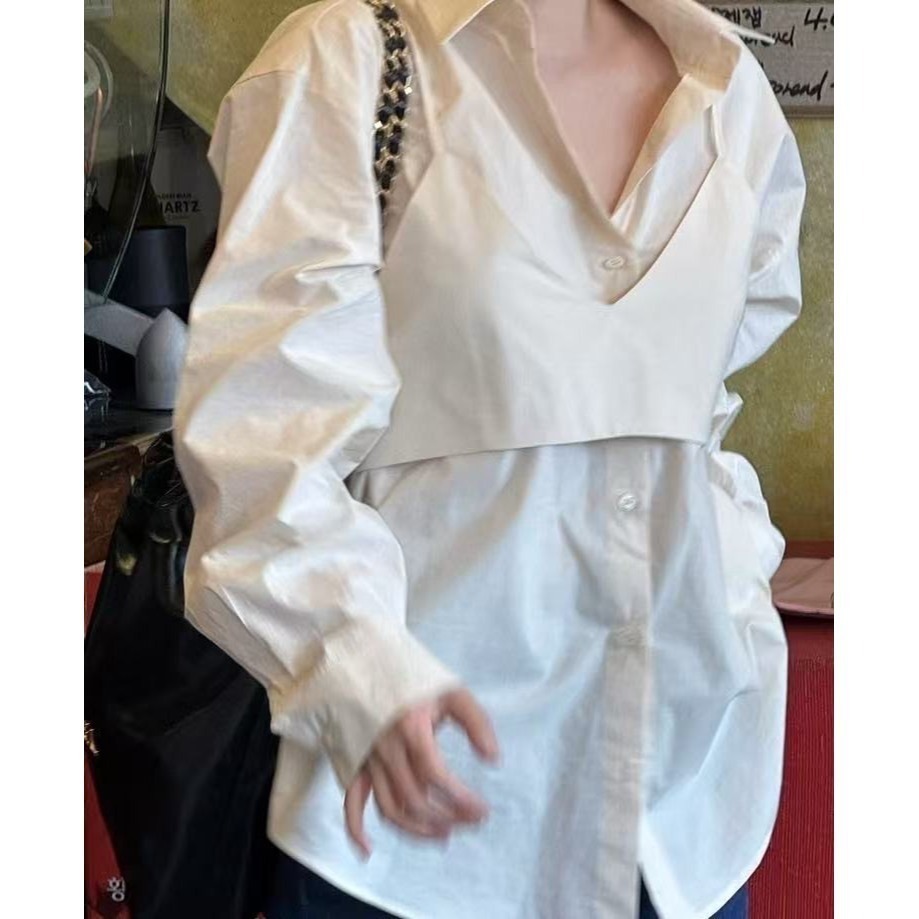 T042-雙層設計硬挺襯衫-清新藍/奶油黃 (現貨)-規格圖5