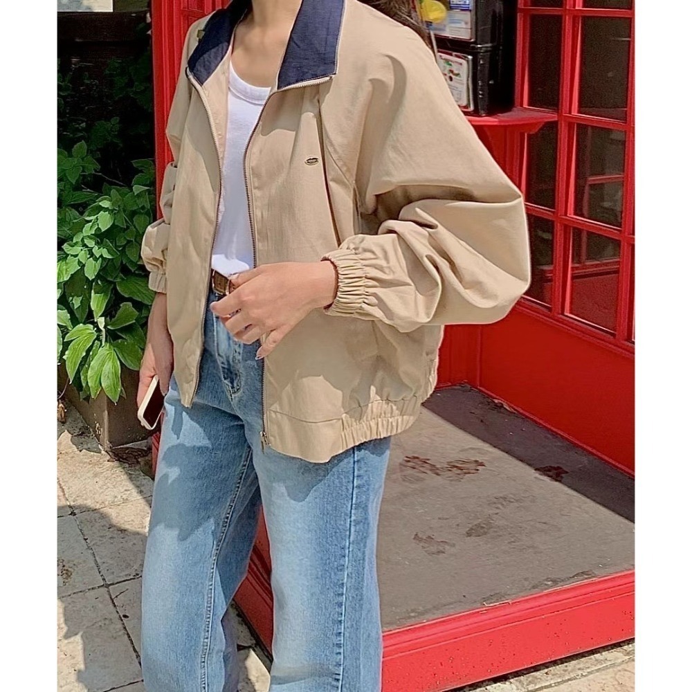 O001-率性小金LOGO外套/深藍.卡其 (現貨)-規格圖3