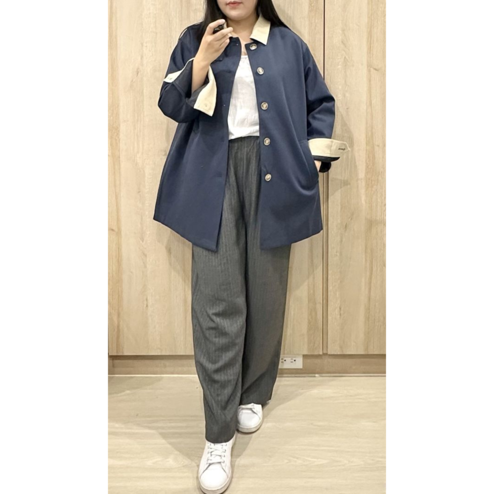O004-香榭大道挺版大衣/深藍.卡其 (現貨)-細節圖2