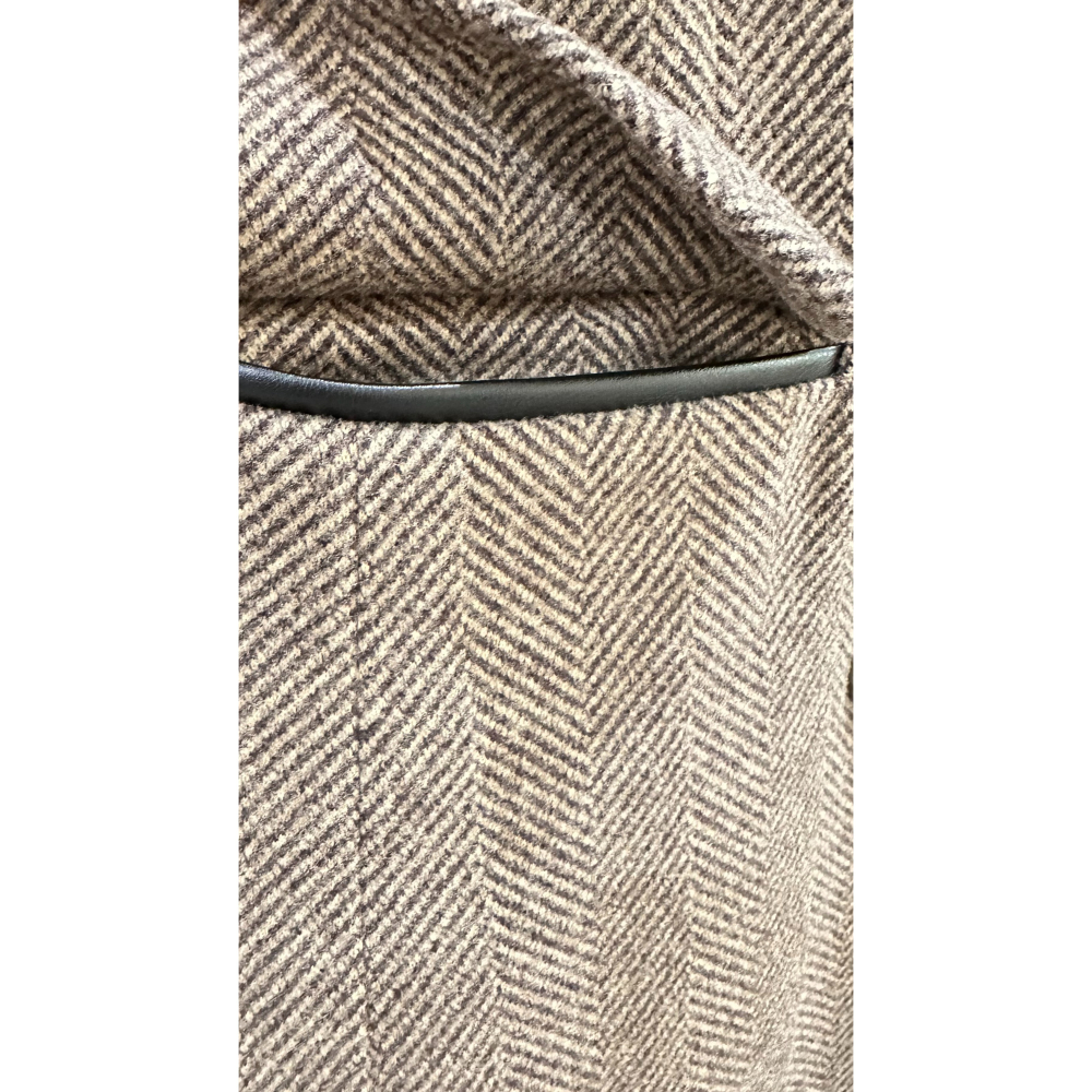 O013-時尚過膝長版大衣-咖色/灰色-細節圖6