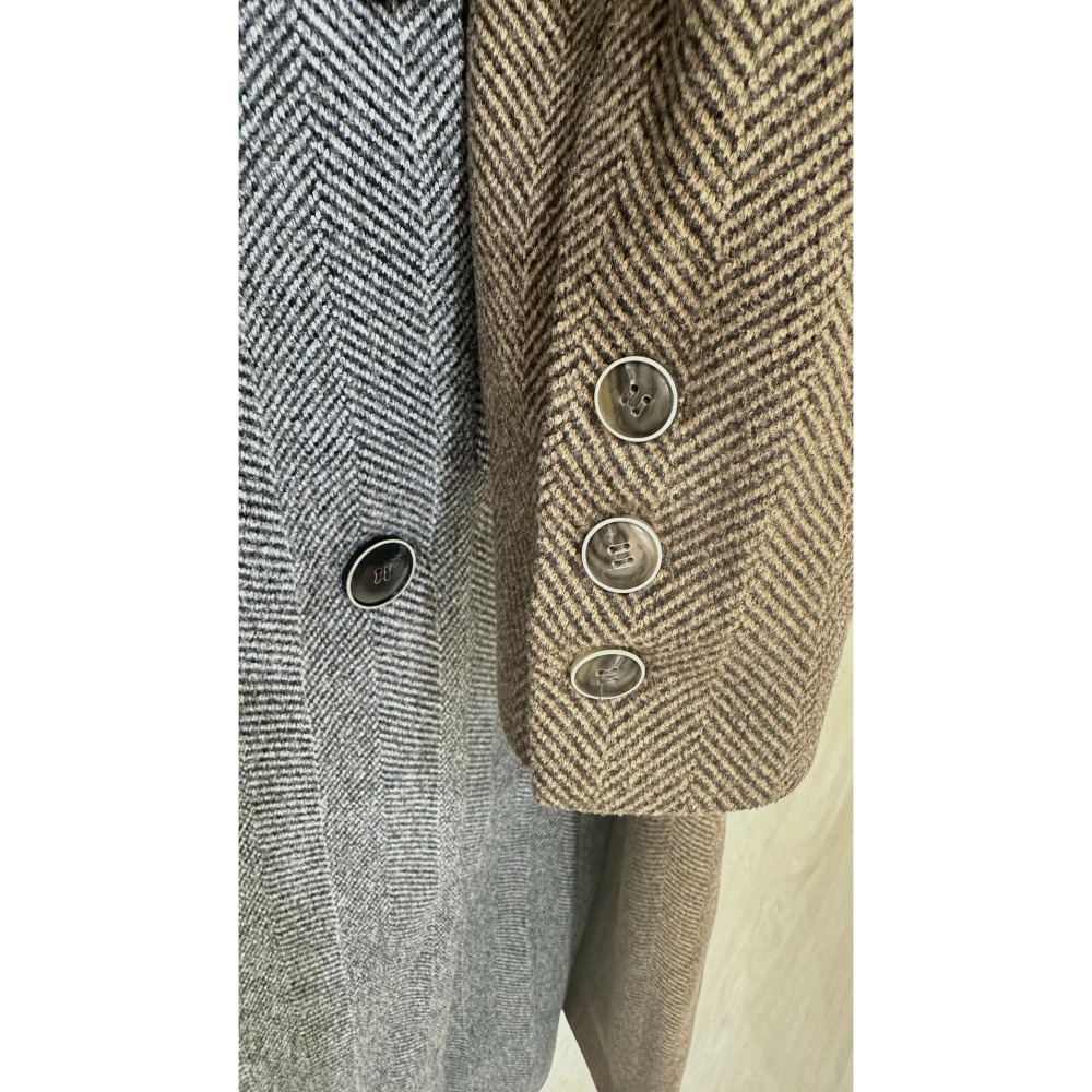 O013-時尚過膝長版大衣/咖色.灰色 (現貨)-細節圖5