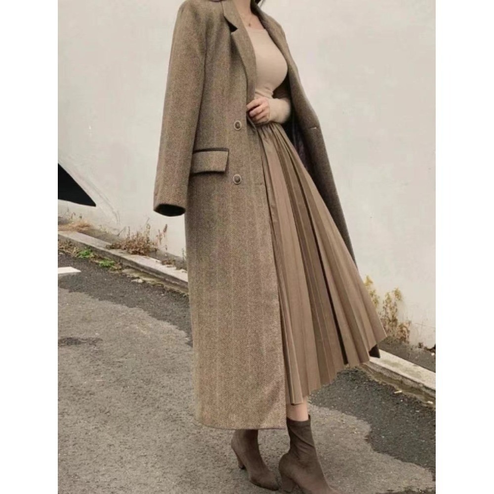 O013-時尚過膝長版大衣/咖色.灰色 (現貨)-規格圖7
