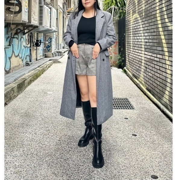 O013-時尚過膝長版大衣/咖色.灰色 (現貨)-規格圖7