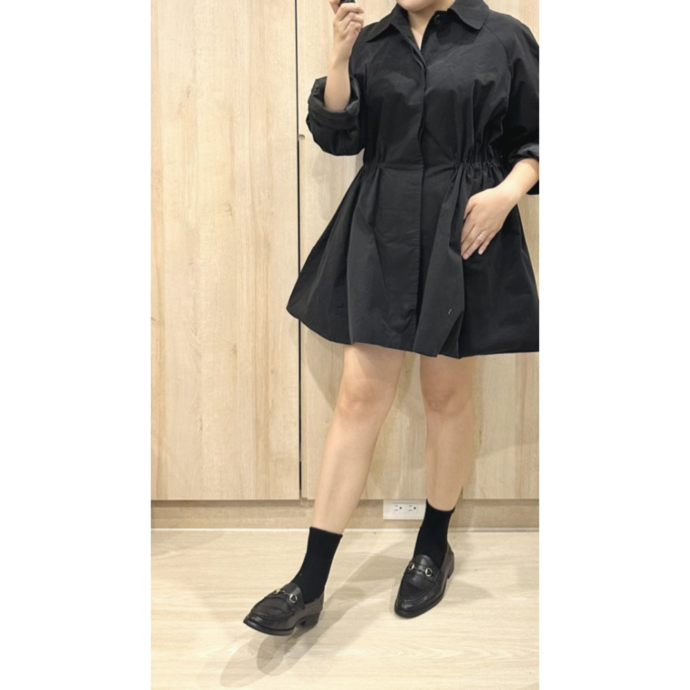 S001-法式大衣洋裝-卡其/黑 (現貨)-規格圖2