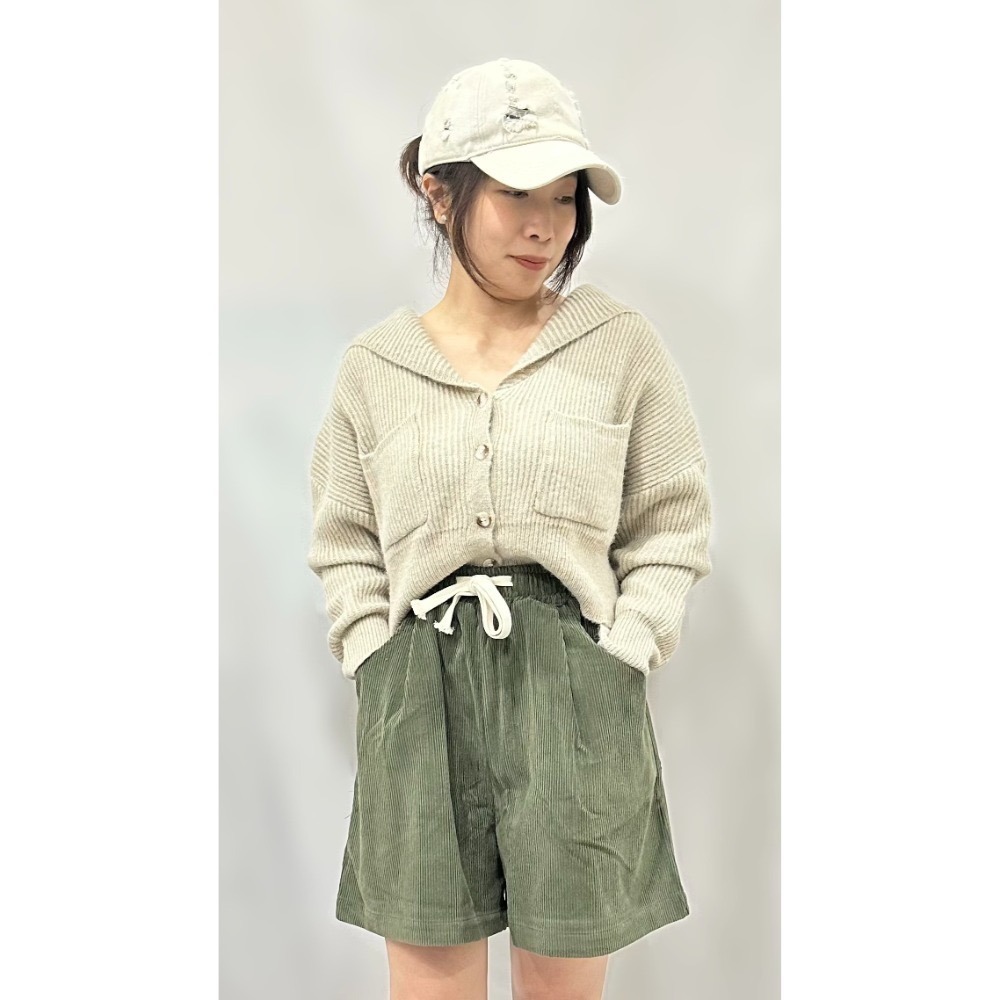 T026-連帽排扣Young毛衣-灰/米白-規格圖3