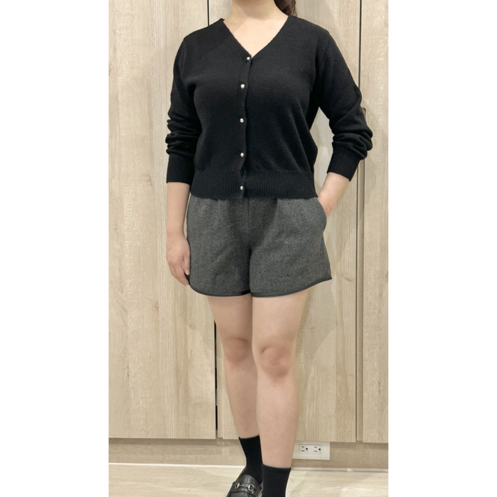 O006-清潭洞歐膩開襟針織外套-紅/黑-細節圖3