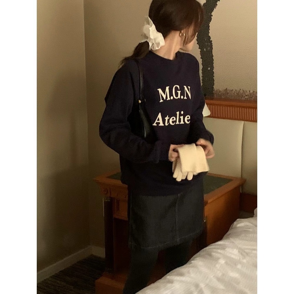 T019-品牌大LOGO大學T/深藍.灰 (現貨)-規格圖3