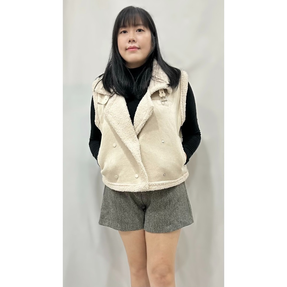 T022-騎士麂皮絨毛背心-米白/駝色-規格圖3