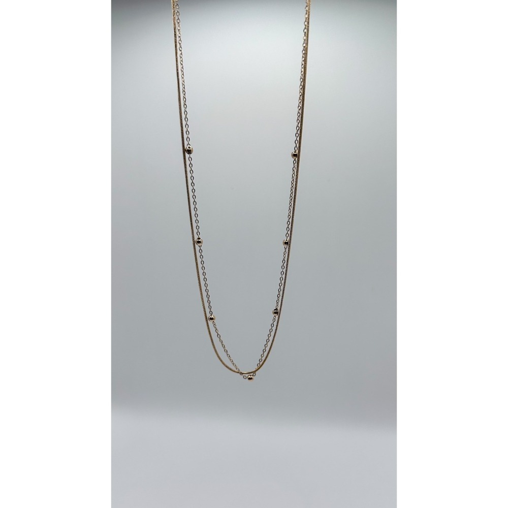 N006-細星流光雙層不鏽鋼項鍊 (現貨)-細節圖2