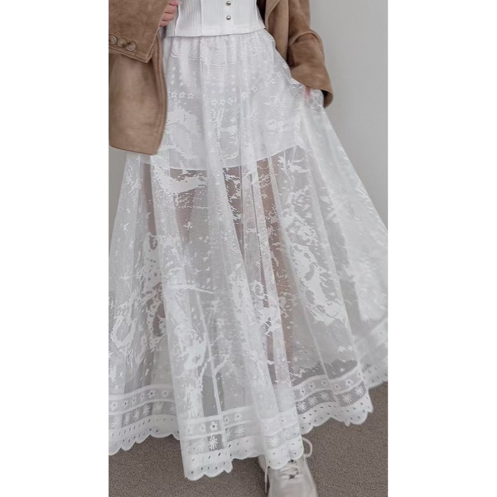 P029-暮光花園蕾絲長裙-黑/白-細節圖2