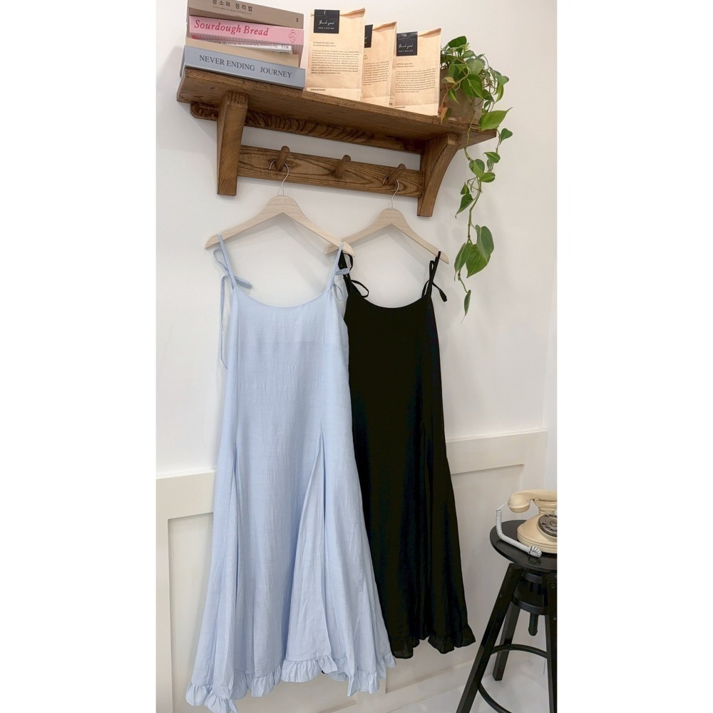 S003-靜謐之森連身洋裝-淺藍/黑-細節圖3