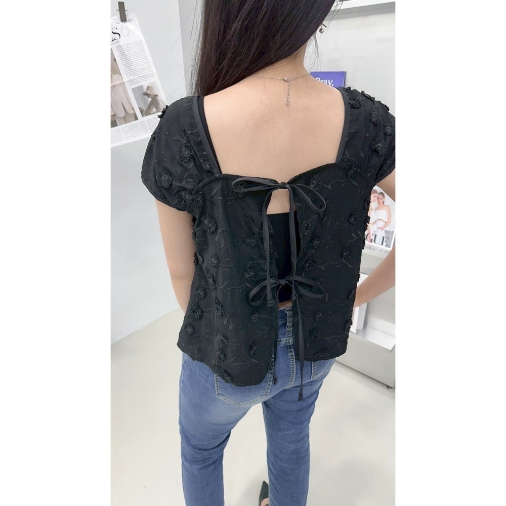 T044-花語蝶結綁帶上衣-細節圖3