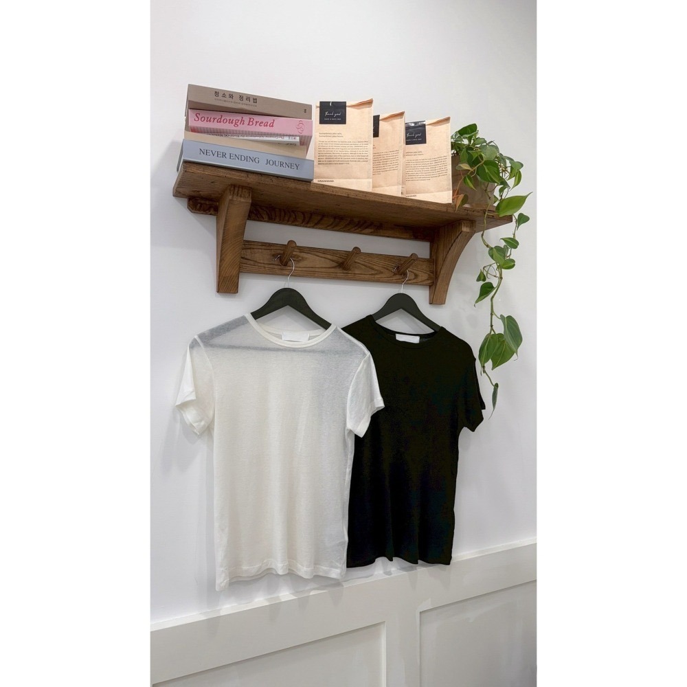 T049-純粹輕柔圓領T-shirt-黑/白-細節圖2