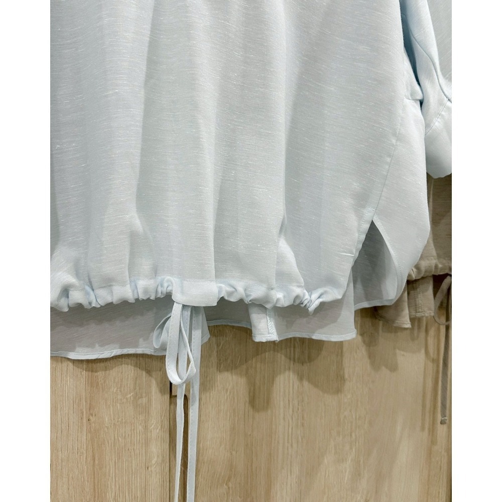 T051-雲光縮帶襯衫-淺藍/卡其-細節圖6