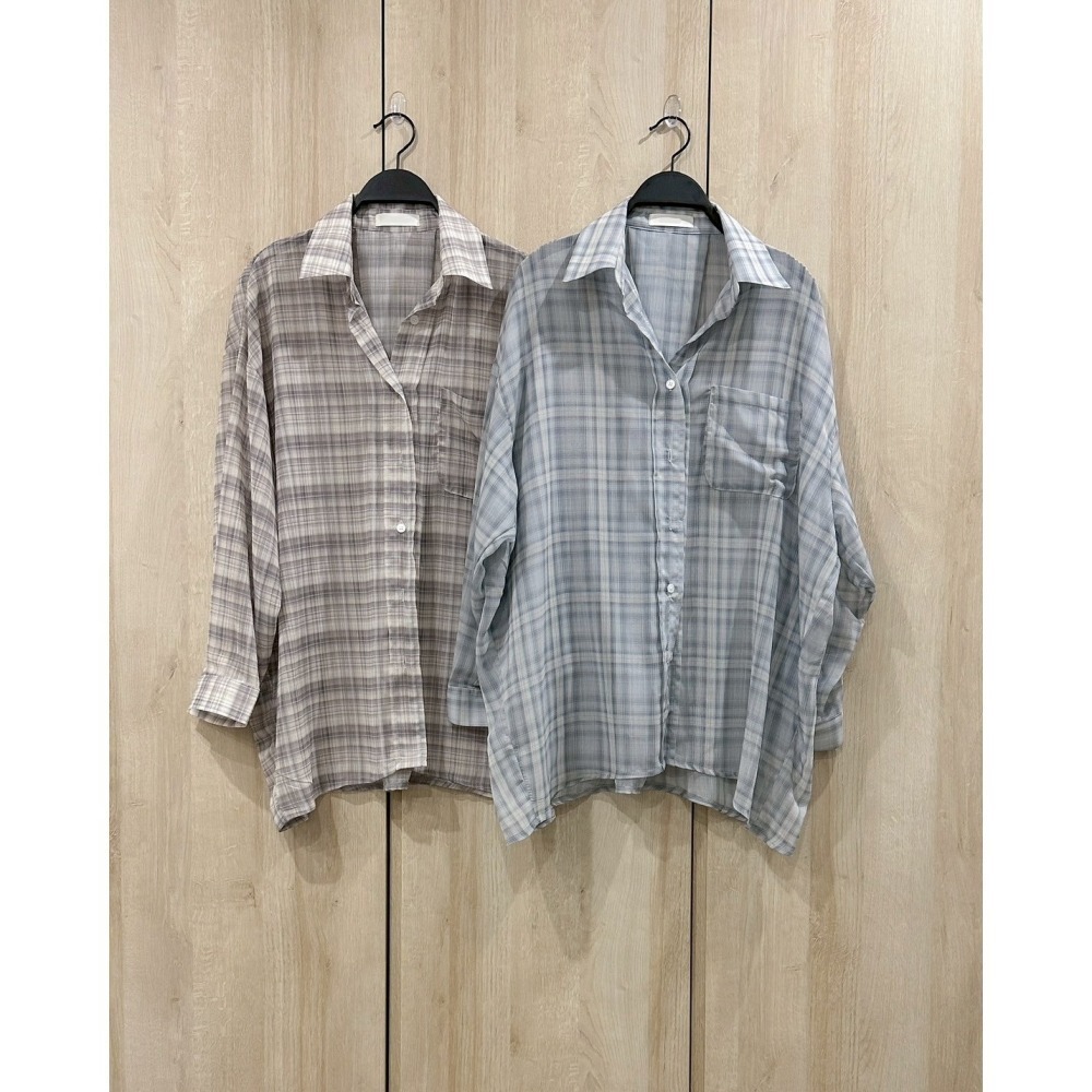 T055-暮光格紋襯衫/咖色 (現貨)-細節圖2